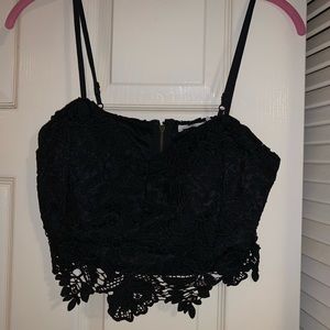 Black lace crop top